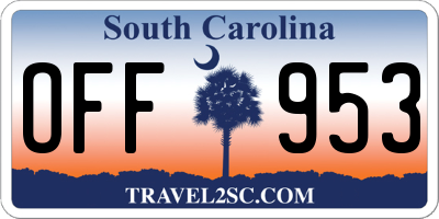 SC license plate OFF953