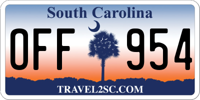 SC license plate OFF954