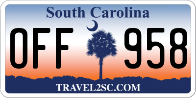 SC license plate OFF958