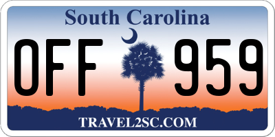 SC license plate OFF959