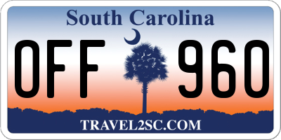 SC license plate OFF960