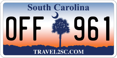 SC license plate OFF961
