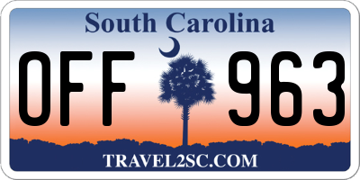 SC license plate OFF963