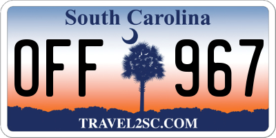 SC license plate OFF967