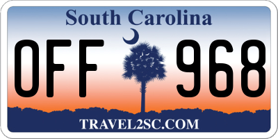 SC license plate OFF968
