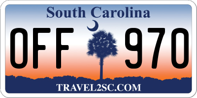 SC license plate OFF970