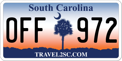 SC license plate OFF972