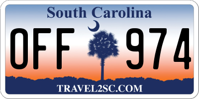 SC license plate OFF974