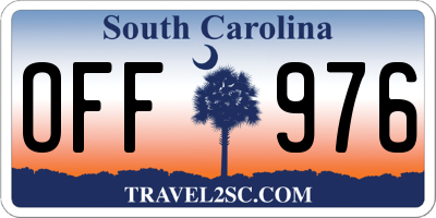 SC license plate OFF976