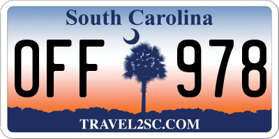 SC license plate OFF978