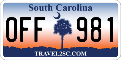 SC license plate OFF981