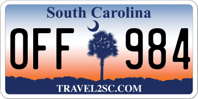 SC license plate OFF984