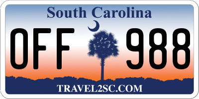 SC license plate OFF988