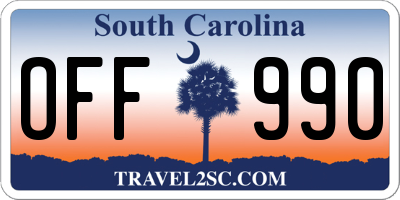 SC license plate OFF990