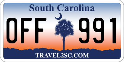 SC license plate OFF991