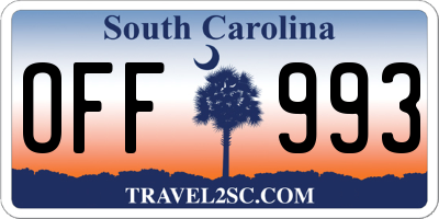 SC license plate OFF993