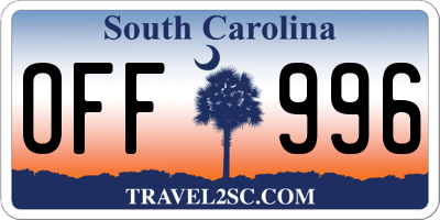 SC license plate OFF996