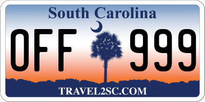 SC license plate OFF999