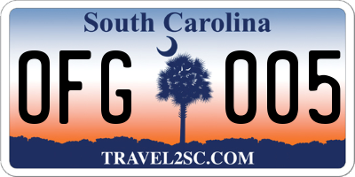 SC license plate OFG005