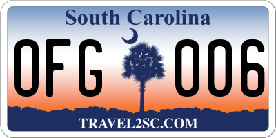 SC license plate OFG006