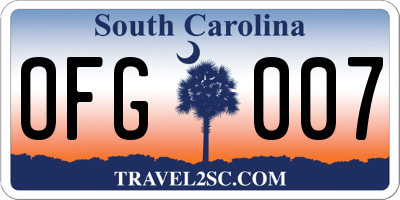 SC license plate OFG007