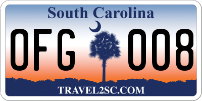 SC license plate OFG008