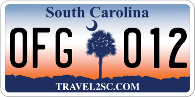 SC license plate OFG012
