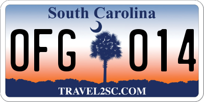 SC license plate OFG014