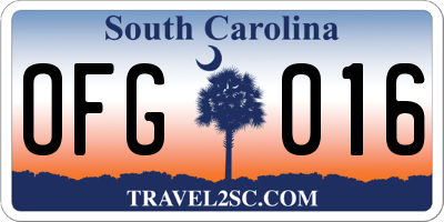 SC license plate OFG016