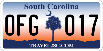 SC license plate OFG017