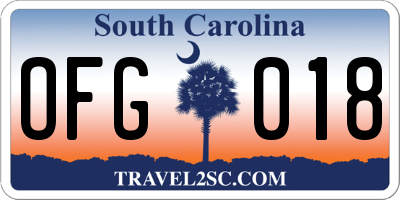 SC license plate OFG018