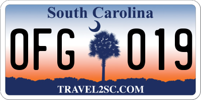 SC license plate OFG019