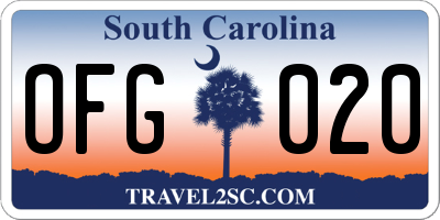 SC license plate OFG020