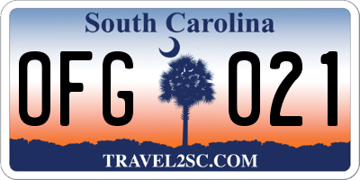 SC license plate OFG021