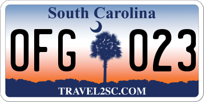 SC license plate OFG023