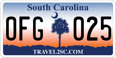 SC license plate OFG025