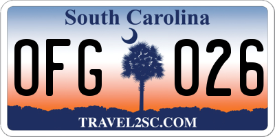 SC license plate OFG026