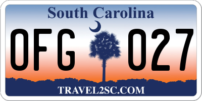 SC license plate OFG027
