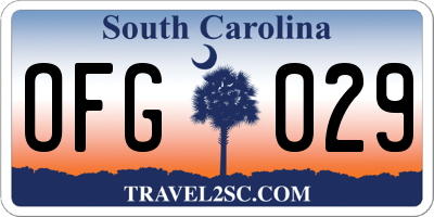 SC license plate OFG029