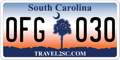 SC license plate OFG030