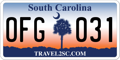 SC license plate OFG031