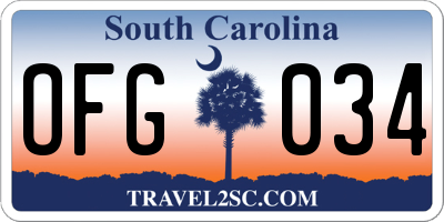 SC license plate OFG034