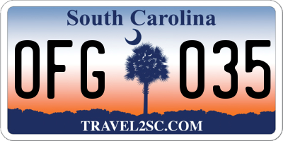 SC license plate OFG035