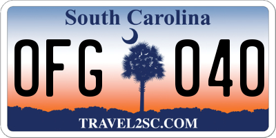SC license plate OFG040