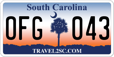 SC license plate OFG043