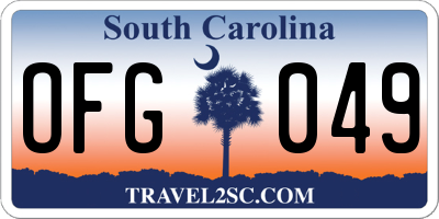 SC license plate OFG049