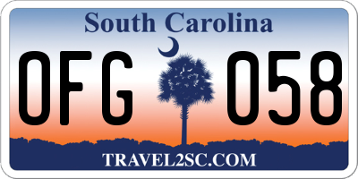 SC license plate OFG058