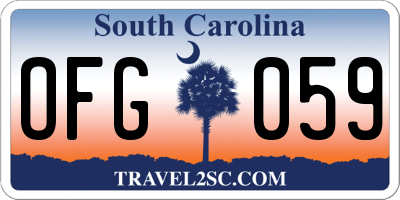 SC license plate OFG059