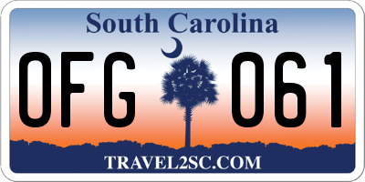 SC license plate OFG061