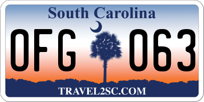 SC license plate OFG063